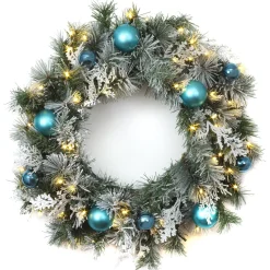 National Tree Company 24 in. Pre-Lit Tinkham Pine Wreath with LED Lights