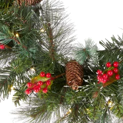 National Tree Company 24 in. Pre-Lit Wintry Pine Wreath with LED Lights