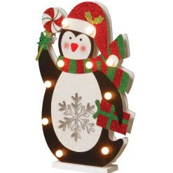 National Tree Company 17 in. Pre-Lit Wooden Penguin