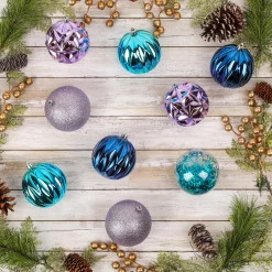 National Tree Company 13 in. Purple Xmas Ball Decor Set
