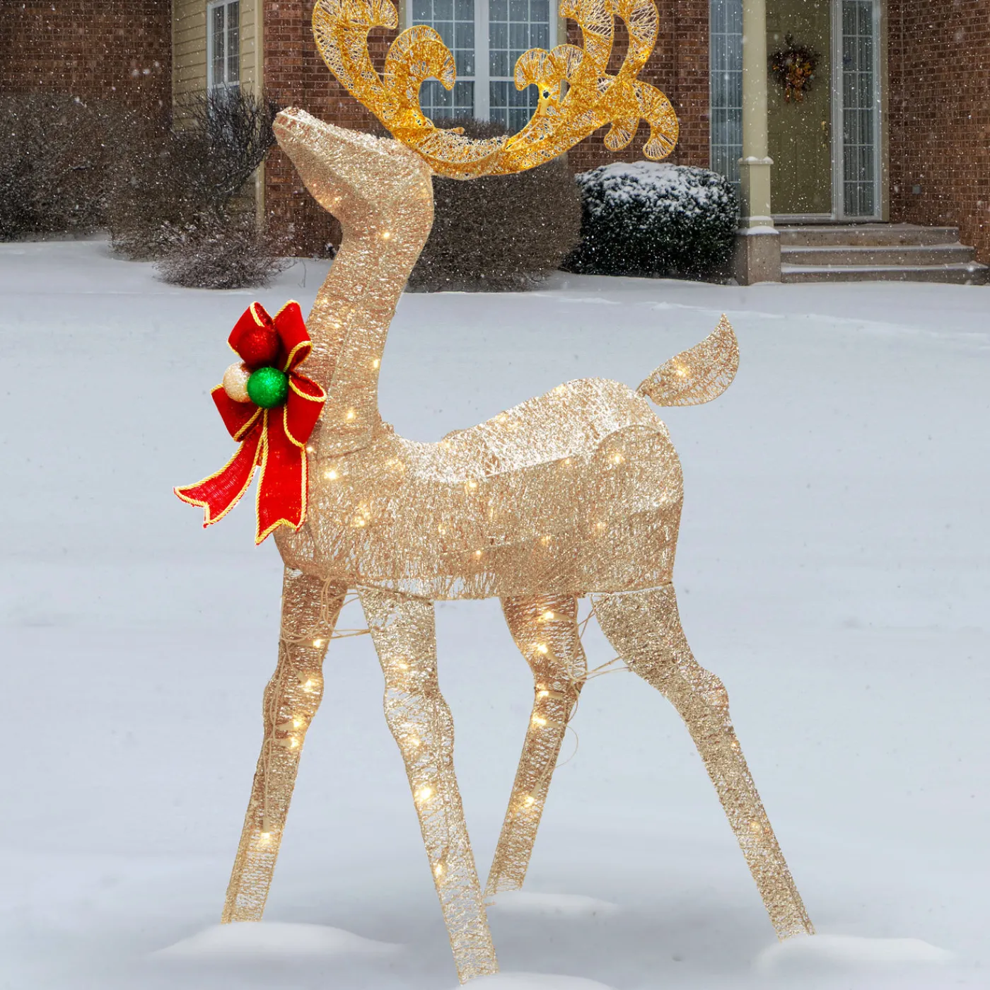 National Tree Company 48 in. Reindeer Decoration with White LED Lights