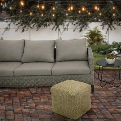 National Tree Company 16 in. Sand Hand Woven Pouf Ottoman