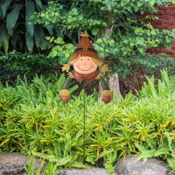National Tree Company 26 in. Scarecrow Girl Garden Stake Outdoor Fall Decoration