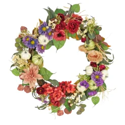 National Tree Company 30 in. Serenity Mixed Flower and Pumpkins Fall Wreath