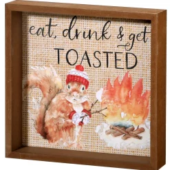 National Tree Company 8 in. Shadow Box with Cute Squirrel Hanging Wall Art Fall Decoration