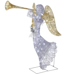 National Tree Company 48 in. Silver Angel Decor with White LED Lights