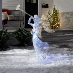 National Tree Company 48 in. Silver Angel Decor with White LED Lights