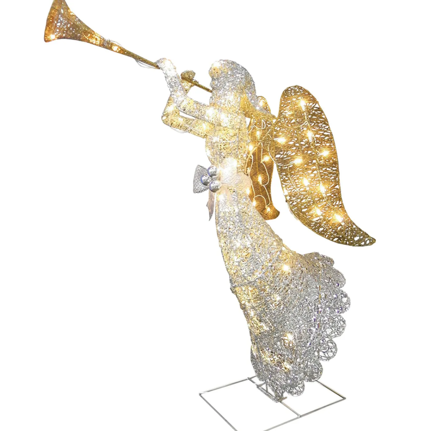 National Tree Company 48 in. Silver Angel Decor with White LED Lights