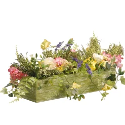 National Tree Company 22 in. Spring Candleholder Table Decoration with Flower Blooms, Berry Clusters, Leafy Greens