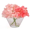 National Tree Company 8 in. Spring Coral Hydrangea Bouquet in Glass Vase
