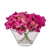 National Tree Company 8 in. Spring Dark Purple Hydrangea Bouquet in Glass Vase