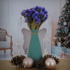 National Tree Company 16 in. Spring Dried Blue Capeblumen Flowers Bouquet