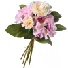 National Tree Company 13 in. Spring Floral Bouque with Purple Roses and White Orchid Blooms, Leafy Greens