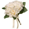 National Tree Company 12 in. Spring Floral Bouquet with Cream Rose and Peony Blooms, Ribbon, Seed Pods, Leafy Greens