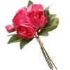 National Tree Company 14 in. Spring Floral Bouquet with Bright Pink Peony Blooms, Leafy Greens