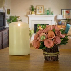 National Tree Company 7 in. Spring Floral Bundle with Pink Floral Blooms, Twig Base