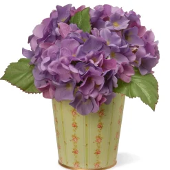 National Tree Company 11 in. Spring Garden Accents Hydrangea Flowers in Tin Pot