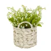 National Tree Company 11 in. Spring Green Lily-of-the-Valley Flowers in White Basket
