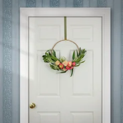 National Tree Company 16 in. Spring Hoop Wreath with Eucalyptus and Buttercups
