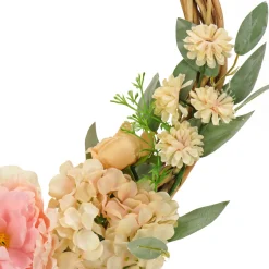 National Tree Company 19 in. Spring Hoop Wreath with Wild Rose and Peony Flowers