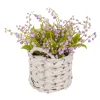 National Tree Company 11 in. Spring Mauve Lily-of-the-Valley Flowers in White Basket
