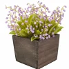 National Tree Company 10 in. Spring Mauve Lily-of-the-Valley Flowers in Wood Box