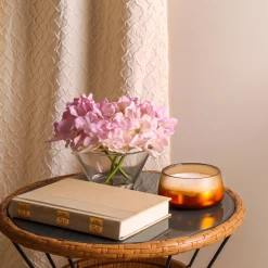 National Tree Company 8 in. Spring Mixed Mauve Hydrangea Bouquet in Glass Vase