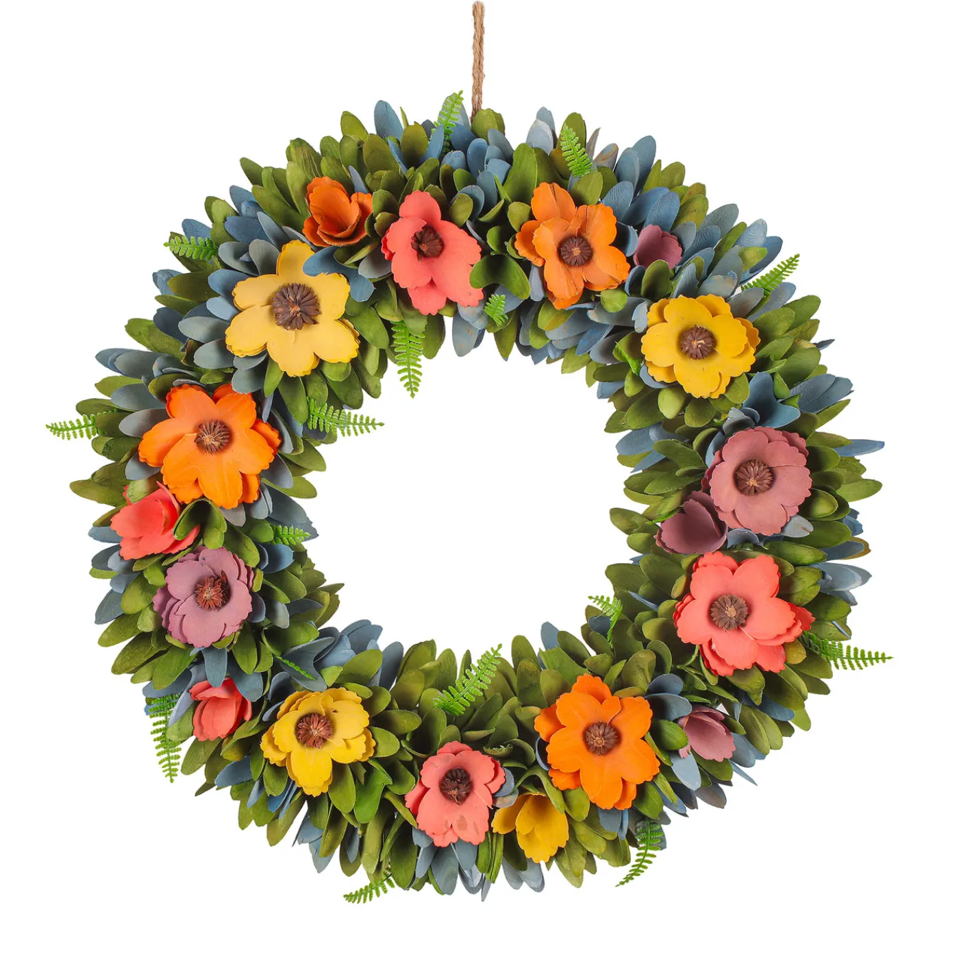 National Tree Company 18 in. Spring Multicolor Floral Wreath with Fern