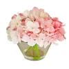 National Tree Company 8 in. Spring Pink Hydrangea Bouquet in Glass Vase