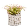 National Tree Company 11 in. Spring Pink Lily-of-the-Valley Flowers in White Basket