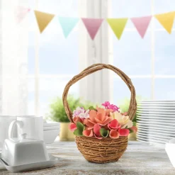 National Tree Company 10 in. Spring Pink Multi Floral Basket