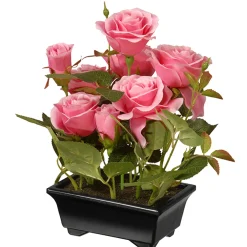 National Tree Company 10 in. Spring Pink Roses Flower Pot