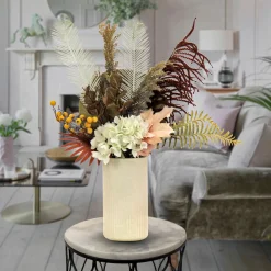 National Tree Company 31 in. Spring Potted Plant Table Decoration with Fern Branches, Hydrangea Blooms