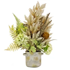 National Tree Company 33 in. Spring Potted Plant Table Decoration with Hydrangea Blooms, Assorted Palms