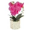 National Tree Company 21 in. Spring Purple Orchid in White Basket
