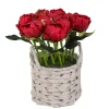National Tree Company 10 in. Spring Red Peony Flower Bouquet in White Basket