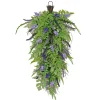 National Tree Company 30 in. Spring Teardrop Wall Hanging Decoration with Astilbe Flower Blooms, Ferns, Leafy Greens