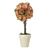 National Tree Company 12 in. Spring Topiary with Pink Floral Blooms, White Pot Base