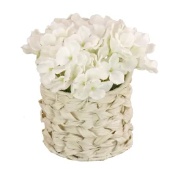 National Tree Company 10 in. Spring White Hydrangea Bouquet in White Basket