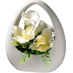 National Tree Company 9 in. Spring White Lilies and Orchids Flower Pot