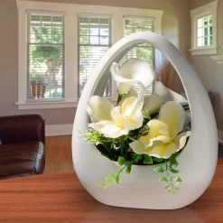 National Tree Company 9 in. Spring White Lilies and Orchids Flower Pot