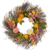 National Tree Company 24 in. Spring Wildflower Wreath with Flower Blooms, Berry Clusters, Leaves