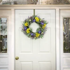 National Tree Company 22 in. Spring Wreath with Pansy Blooms, Lavender, and Assorted Blossoms