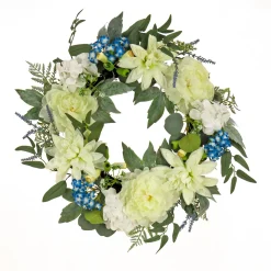 National Tree Company 24 in. Spring Wreath with Dahlia, Peony, and Hydrangea Blooms