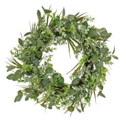 National Tree Company 22 in. Spring Wreath with Eucalyptus Leaves, Flowing Green Stems