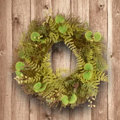National Tree Company 24 in. Spring Wreath with Fern Leaves, Lavender, Leafy Greens