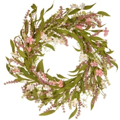 National Tree Company 22 in. Spring Wreath with Flower Blooms, Seed Pods, Leafy Greens