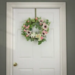 National Tree Company 22 in. Spring Wreath with Hydrangea, Tulip, and Eucalyptus Blooms