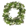 National Tree Company 24 in. Spring Wreath with Mixed Flower Blooms and Flowing Green Stems