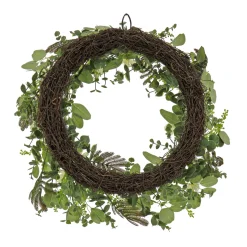 National Tree Company 24 in. Spring Wreath with Mixed Flower Blooms and Flowing Green Stems
